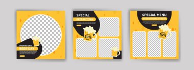 Uluslararası Bira Günü. Sosyal medya dijital pazarlama ve gıda ve içecek satışlarının tanıtımı için bir şablon yayınladı. Mutfak reklamı. Sosyal medya pankartları teklif et.