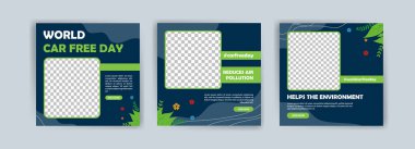 Dünya arabasız günü için sosyal medya şablonu