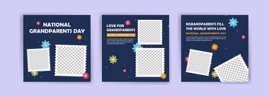 Ulusal Büyükbabalar Günü için sosyal medya şablonu.