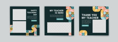 Dünya Öğretmenler Günü için sosyal medya şablonu.