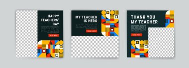 Dünya Öğretmenler Günü için sosyal medya şablonu.