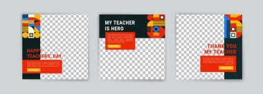 Dünya Öğretmenler Günü için sosyal medya şablonu.