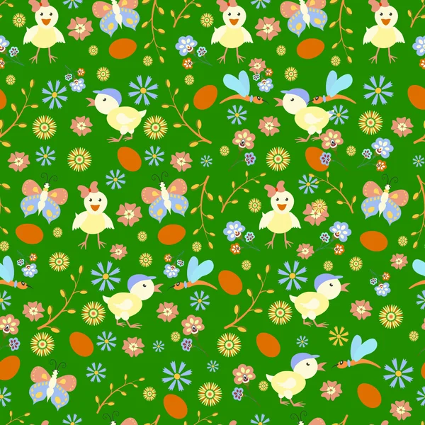 Húsvéti Seamless Pattern a csirkék — Stock Vector