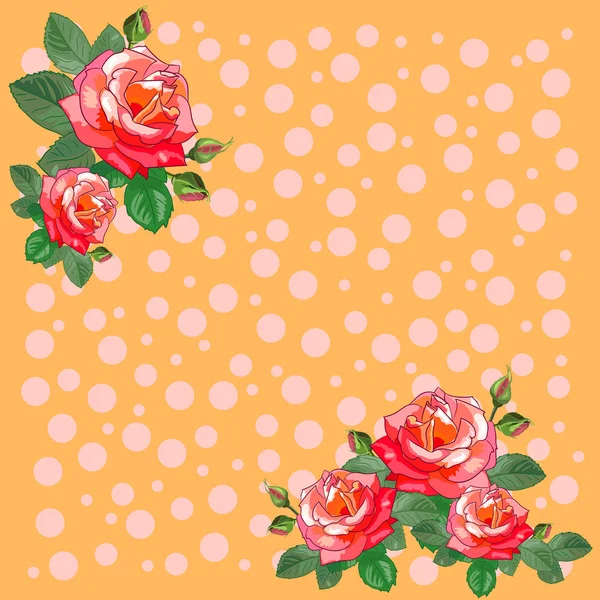 Postal Vintage de Rosas — Vector de stock