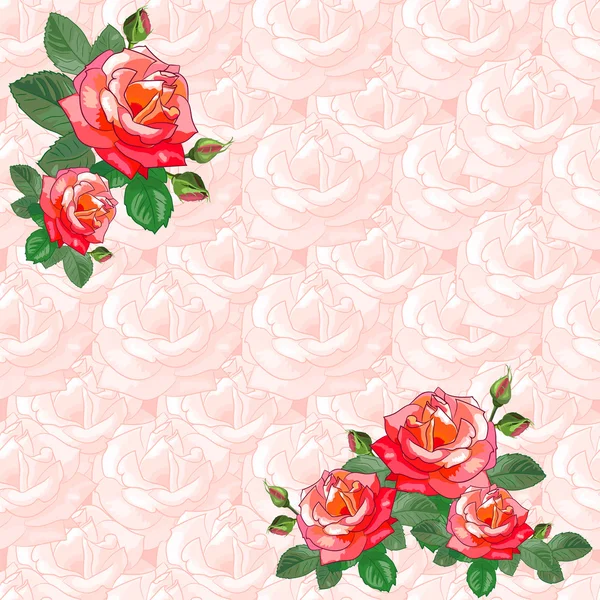 Tarjeta de felicitación vintage con rosas — Vector de stock