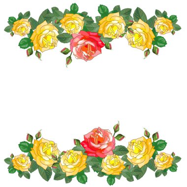 Kırmızı ve sarı Güllü tebrik kartı