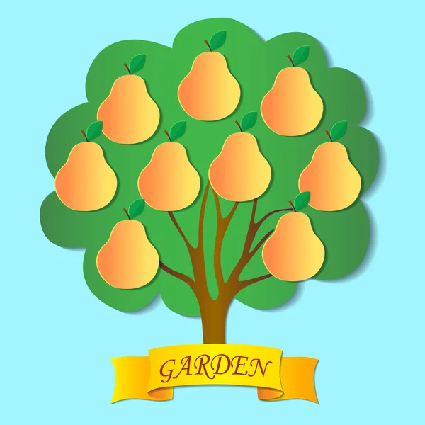 Päron träd trädgård — Stock vektor