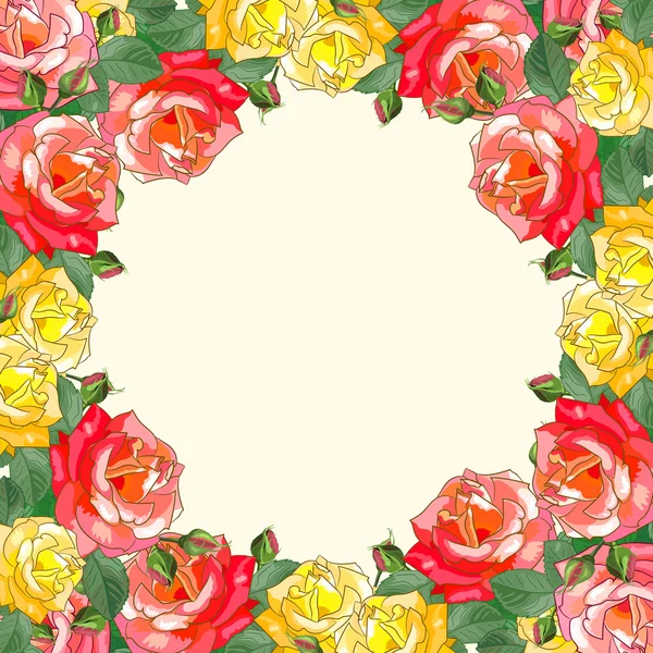 Hermoso marco de rosas — Vector de stock