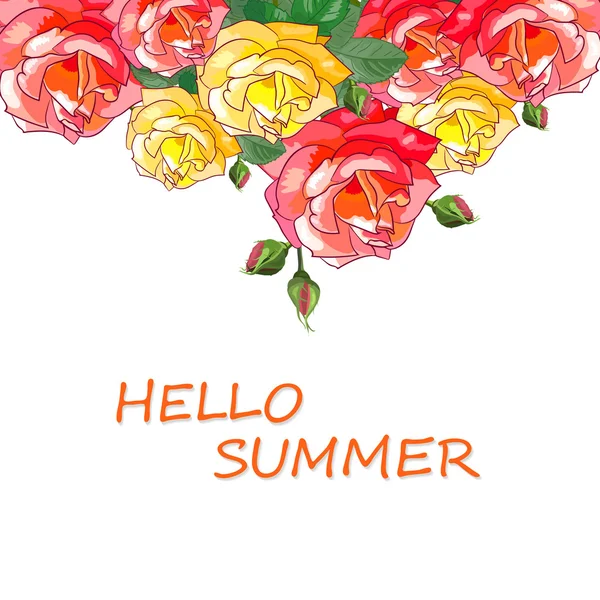 Γεια σας το καλοκαίρι. Τριαντάφυλλα — Διανυσματικό Αρχείο