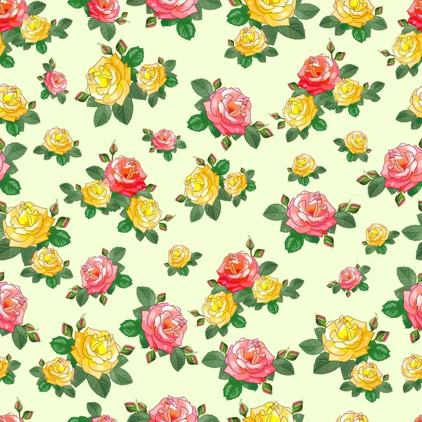 Cute Seamless Pattern with Roses — Stock Vector