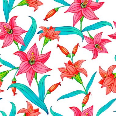 suluboya çiçek seamless modeli