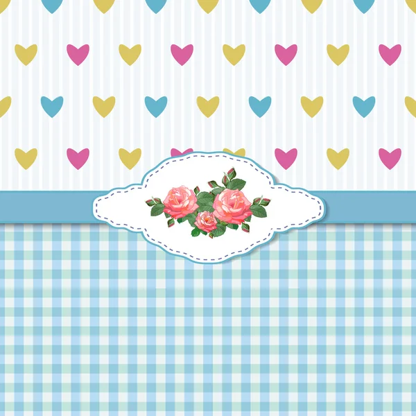 Mavi gül ve kalp tebrik kartı