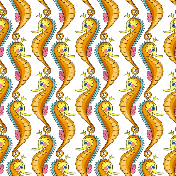 Pattern with Seahorses — Stock Vector