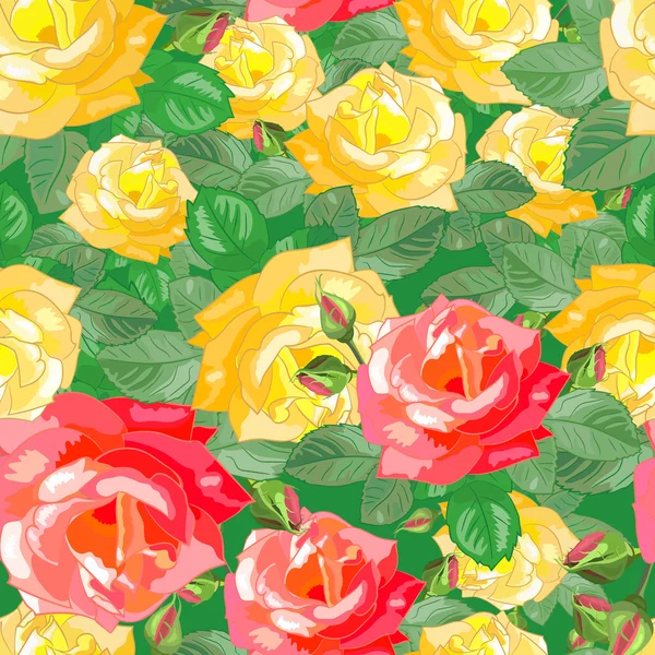 Dichte patroon met rozen — Stockvector