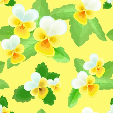 Hercai menekşe sarı zemin üzerine