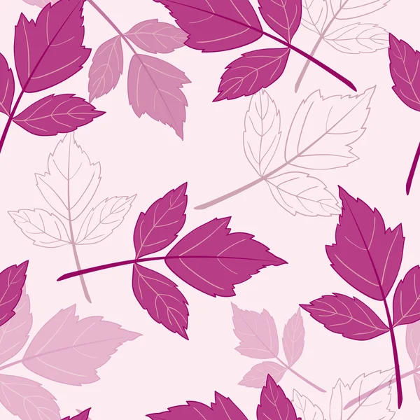 Roze naadloos patroon met bladeren — Stockvector