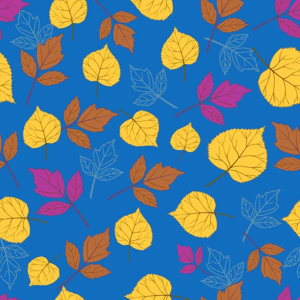Feuilles d'automne sur bleu-01 — Image vectorielle