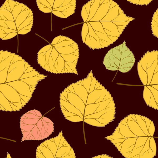 Brun sans couture Modèle avec feuilles-01 — Image vectorielle