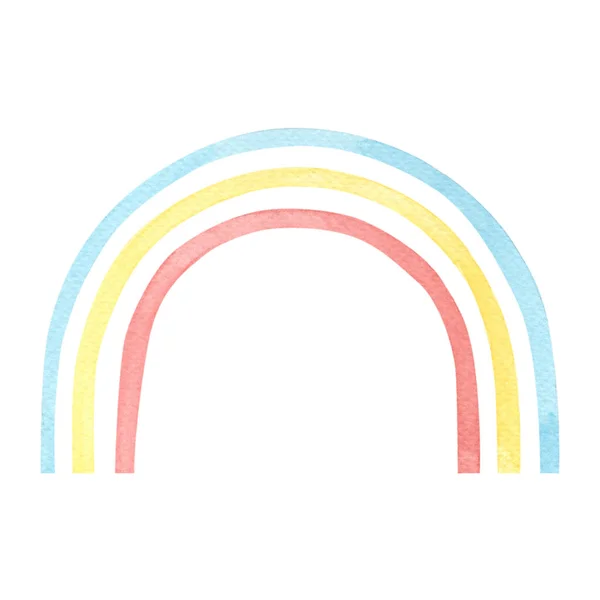 Acuarela arco iris multicolor sobre fondo blanco. Ilustración de acuarela para imprimir, tarjeta de felicitación — Foto de Stock