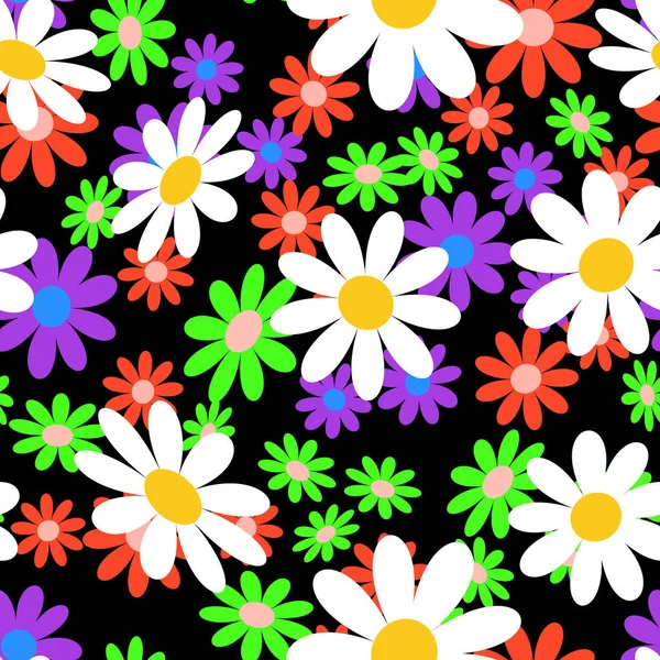Lindo Patrón Abstracto Sin Costuras Con Flores Manzanilla Colores Fondo — Archivo Imágenes Vectoriales