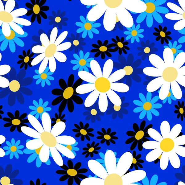 Lindo Patrón Abstracto Sin Costuras Con Pequeñas Flores Manzanilla Colores — Archivo Imágenes Vectoriales
