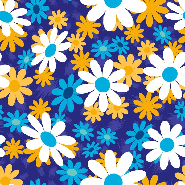 Lindo Patrón Abstracto Sin Costuras Con Pequeñas Flores Manzanilla Colores — Vector de stock