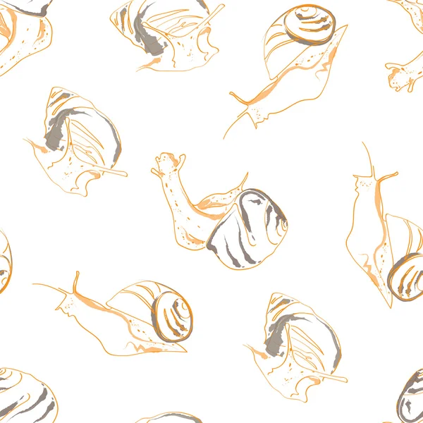 Fond sans couture avec des escargots. Escargot sur fond blanc. Illustration vectorielle — Image vectorielle