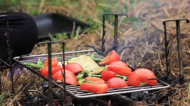 Warzywa smażone na grill — Wideo stockowe