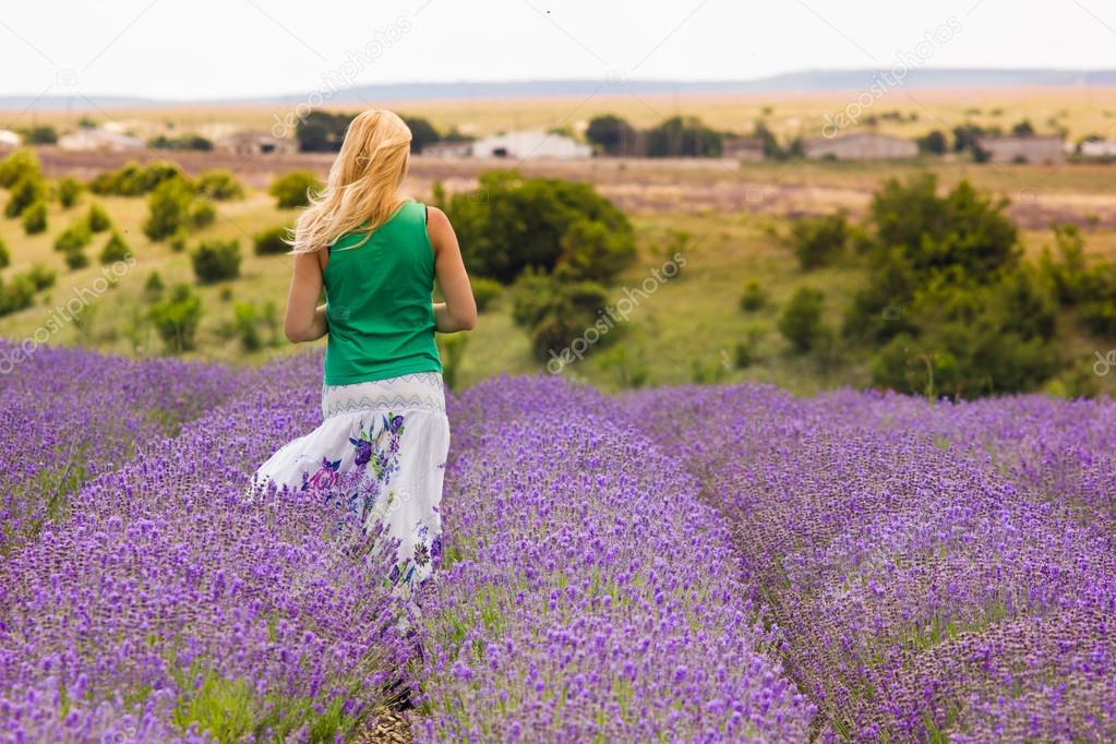 beautiful girl on lavender field