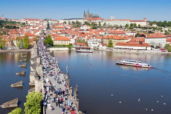 Ponte Charles Rio Moldau, menor cidade, Castelo de Praga, Praga (Unesco), República Checa — Fotografia de Stock