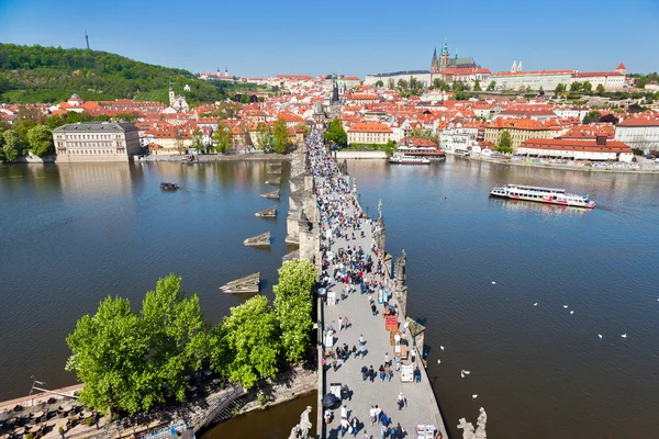 Ponte Charles Rio Moldau, menor cidade, Castelo de Praga, Praga (Unesco), República Checa — Fotografia de Stock