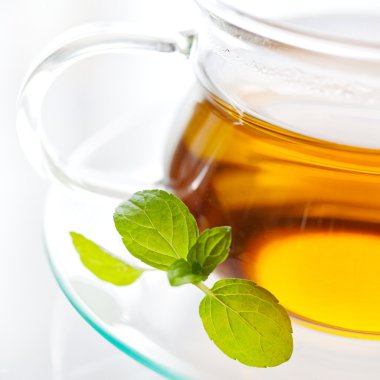 Taze nane çayı cam Kupası