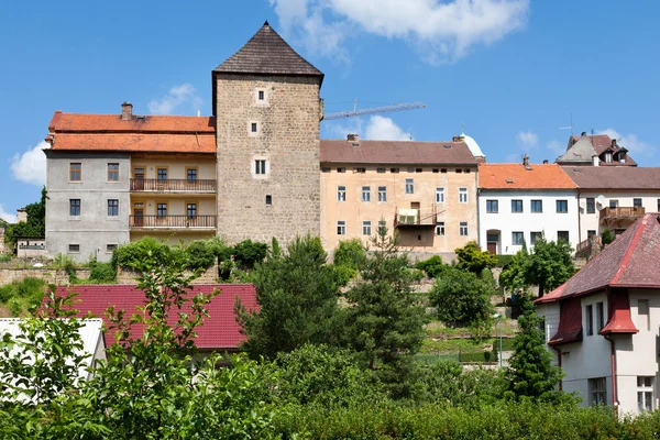 Castle and historical center of town Ustek near Litomerice, North Bohemia, Czech Republic, Europe — Stock Photo, Image
