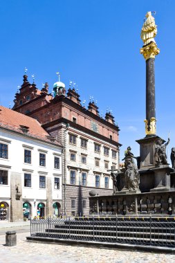 Town hall and Plague column, Plzen, Czech republic clipart
