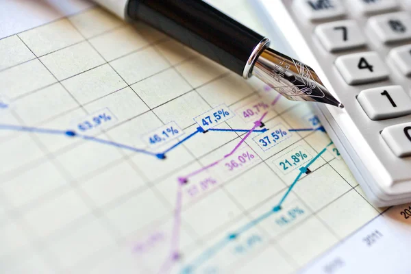 Finance and business - financial graph in office — Stock Photo, Image
