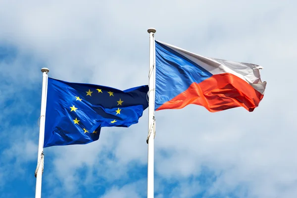 Bandeira da UE e da República Checa — Fotografia de Stock