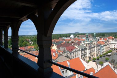 Belediye Binası ana kare, görüntülemek yeşil Kulesi, Pardubice, Çek Cumhuriyeti, Europe
