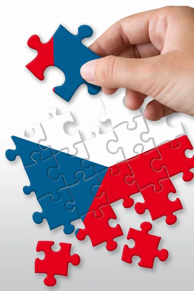 흰색 바탕에 체코 국기 퍼즐 — 스톡 사진