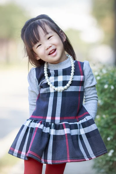 Little asian girl with pearl necklace — Stock Photo, Image