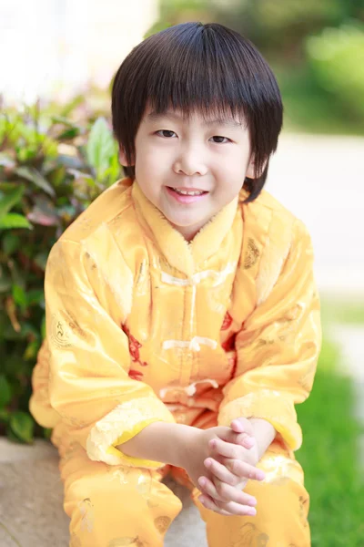Little asian boy in chinese dress — Stock Photo, Image