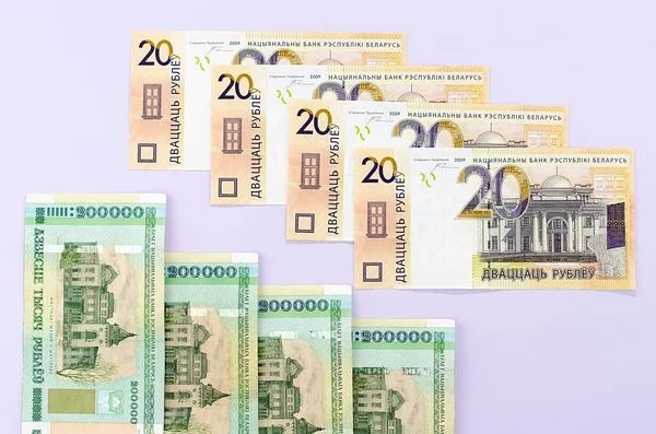 New and old banknotes of the Belarusian ruble. The redenominatio — Stock Photo, Image