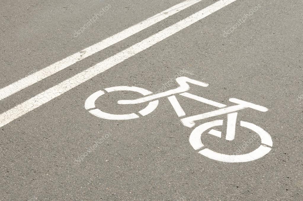 bike symbol on asphalt