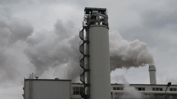 Fumaça Vapor Provenientes Das Chaminés Fábrica Açúcar Glinojeck Polónia — Vídeo de Stock