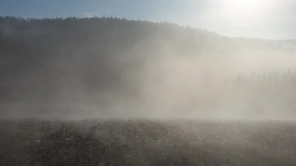 Vallée Montagne Dans Brouillard Automne — Video