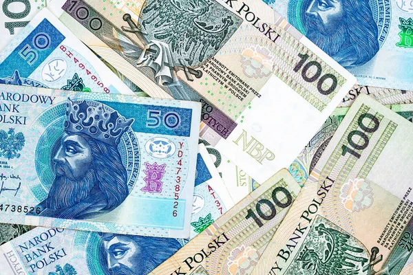 Polské Bankovky Výši 100 Pln Pln Žluklého Složení Fotografie Pořízená — Stock fotografie