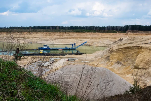 Utsikt Över Produktionsanläggningen Sandgruvan Gjord Solig Dag — Stockfoto