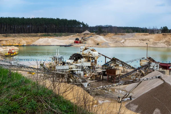 Utsikt Över Produktionsanläggningen Sandgruvan Gjord Solig Dag — Stockfoto