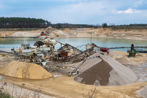 Utsikt Över Produktionsanläggningen Sandgruvan Gjord Solig Dag — Stockfoto