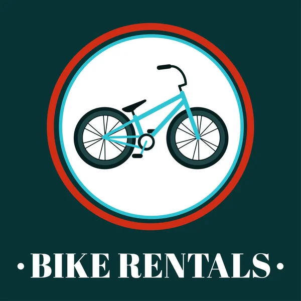 Alquiler Bicicletas Ilustración Vectorial Con Una Bicicleta Círculo Texto Letras — Vector de stock