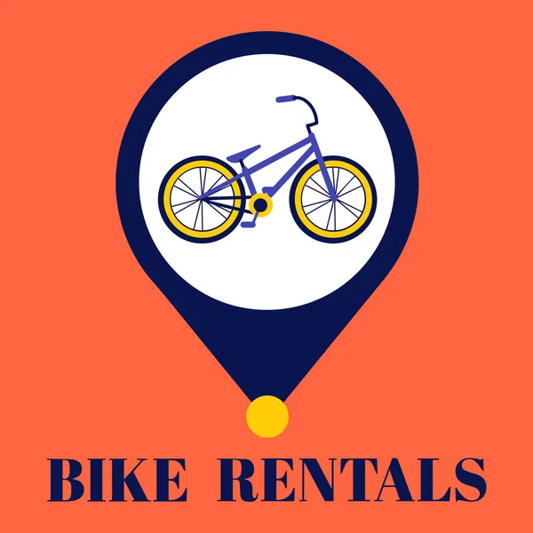 Alquiler Bicicletas Ilustración Vectorial Con Una Bicicleta Texto Sobre Fondo — Vector de stock